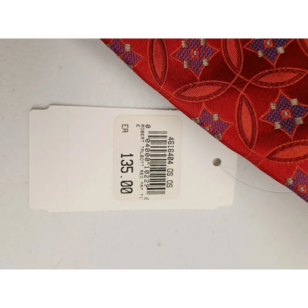 ROBERT TALBOTT Best of Class Mens Silk Necktie Tie USA Geometric Red NWT $135